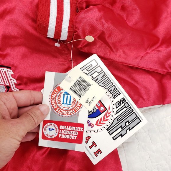 NWT Ohio State Buckeyes Satin Varsity Bomber Jacket Fits Mens Small To Medium - Picture 11 of 12